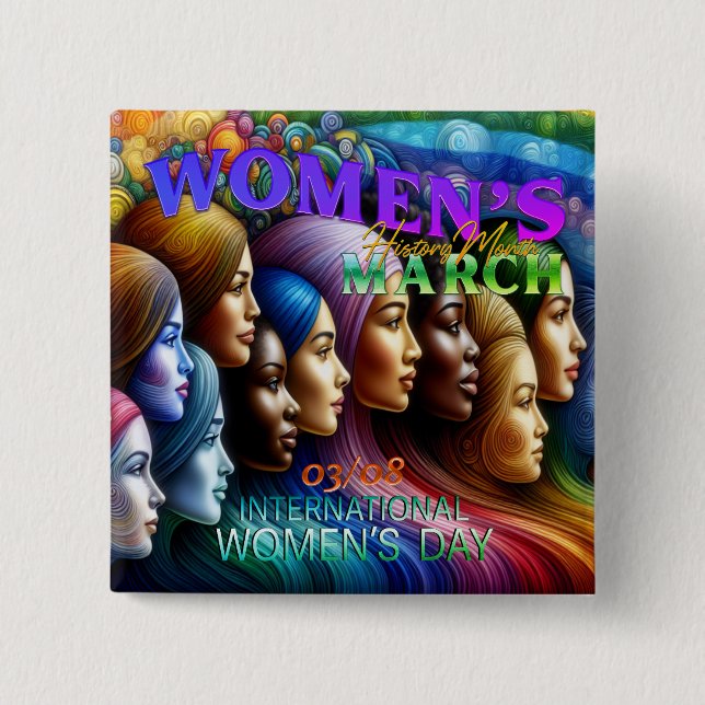 Women's History Month 15 Cm Square Badge (Front)