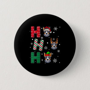 Womens Ho Ho Ho Blue Heeler Dog Matching Christmas 6 Cm Round Badge