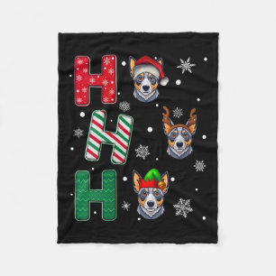 Womens Ho Ho Ho Blue Heeler Dog Matching Christmas Fleece Blanket