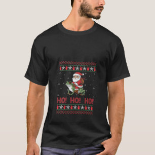Womens Ho Ho Ho Santa Riding Poison Dart Frog Ugly T-Shirt