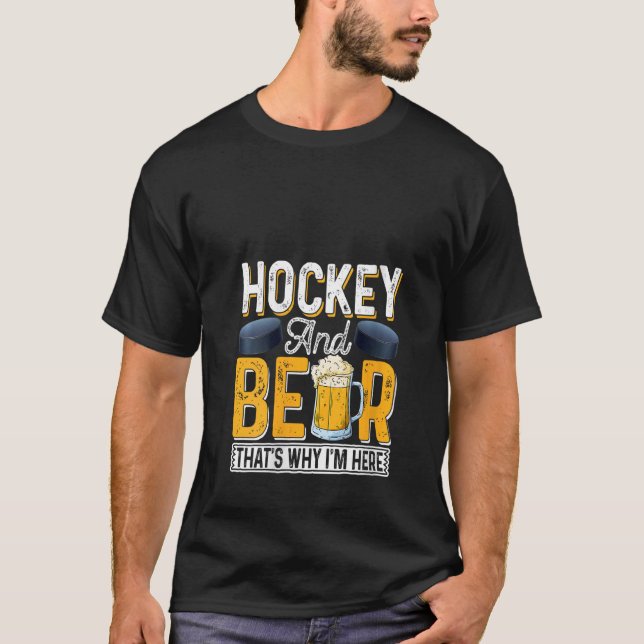 Womens Hockey And Beer Joke Dad Funny Daddy Father T-Shirt (Front)