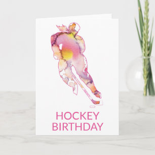 Women's Hockey Birthday Hockey Player Watercolor Card