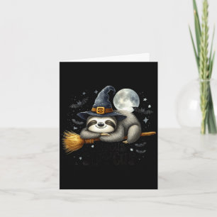 Women's hocus slowcus funny halloween sloth witch card