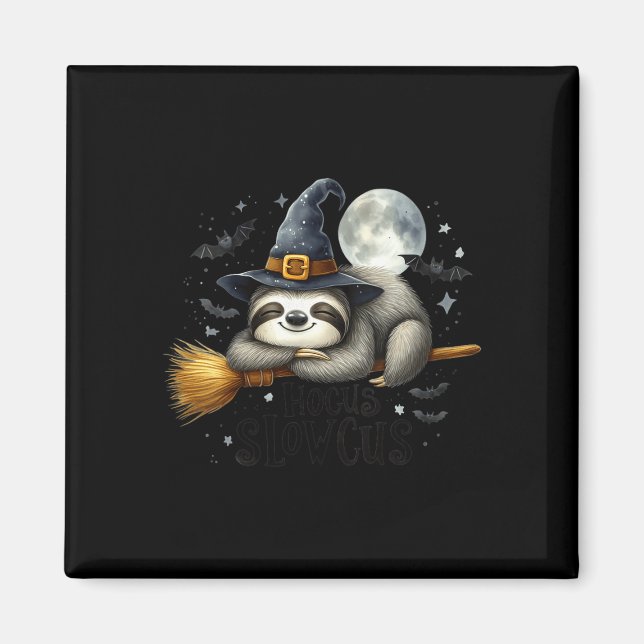 Women's hocus slowcus funny halloween sloth witch  magnet (Front)