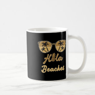 Womens Hola Beaches Funny Pineapple Beach Summer V Coffee Mug