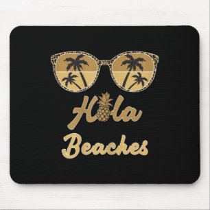 Womens Hola Beaches Funny Pineapple Beach Summer V Mouse Pad