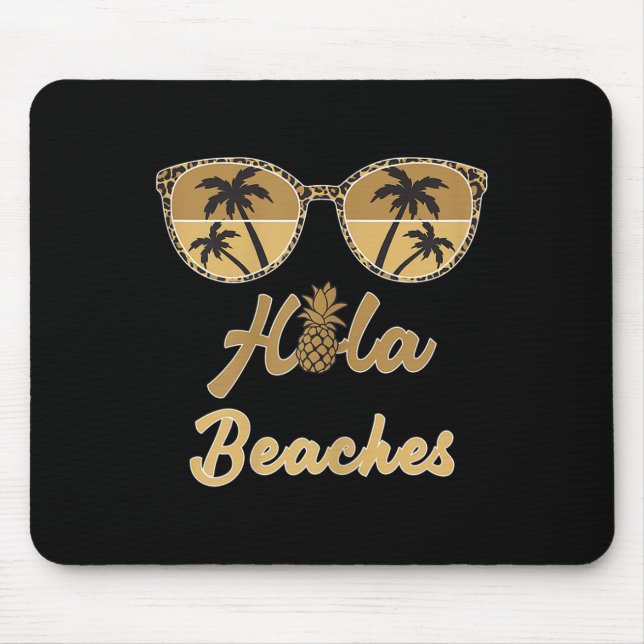 Womens Hola Beaches Funny Pineapple Beach Summer V Mouse Pad (Front)