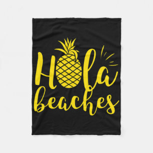 Womens Hola Beaches Pineapple Hawaiian Vacation Fleece Blanket