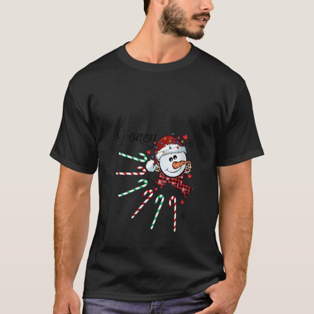 Womens Honey Snowman Candy Cane Christmas Xmas Fun T-Shirt (Front)