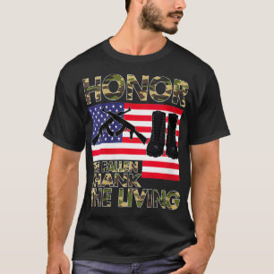 Womens Honour The Fallen Thank The Living Memorial T-Shirt