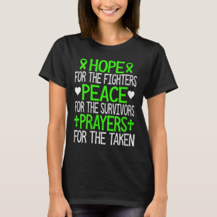 Womens Hope Peace And Prayers Green Ribbon Mental T-Shirt