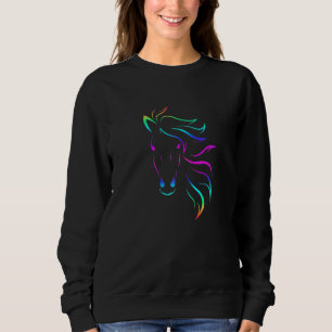 Womens Horse Horseback Riding Equestrian Colourful Sweatshirt