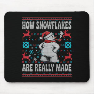 Womens How Snowflakes are Made Funny Kids Ugly Mouse Pad