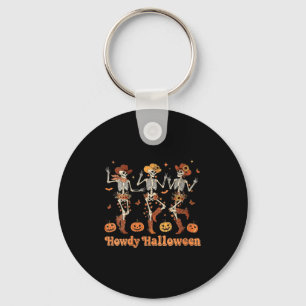 Womens Howdy Halloween Cowboy Cowgirl Skeleton Dan Key Ring