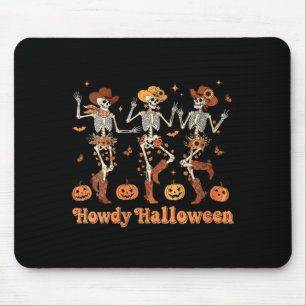 Womens Howdy Halloween Cowboy Cowgirl Skeleton Dan Mouse Pad