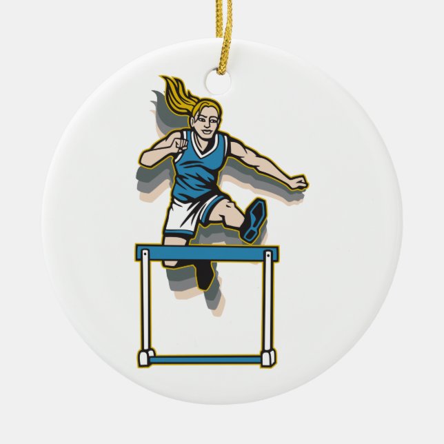 Women's Hurdles Ceramic Tree Decoration (Front)