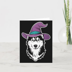 Womens Husky Witch Dog Halloween 1 Card