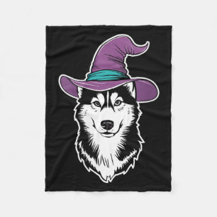 Womens Husky Witch Dog Halloween 1 Fleece Blanket