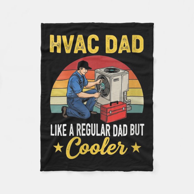 Womens Hvac Dad But Cooler Mens Funny Hvac Technic Fleece Blanket (Front)