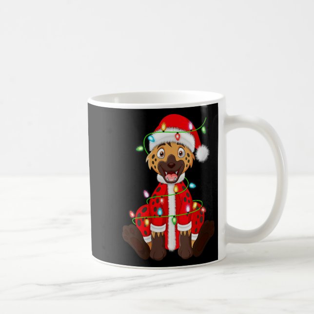 Womens Hyena Christmas Lights Santa Costume Cute A Coffee Mug (Right)