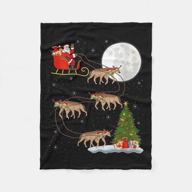Womens Hyena Santa Sleigh Flying Funny Magical Chr Fleece Blanket (Front)