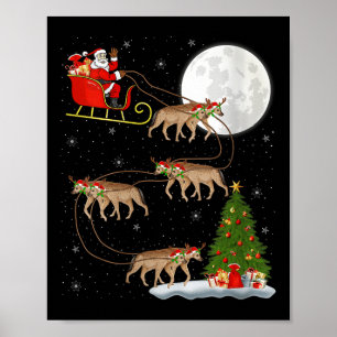 Womens Hyena Santa Sleigh Flying Funny Magical Chr Poster