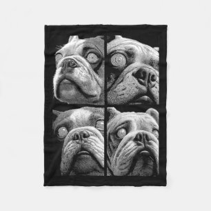 Womens Hypnotic British Bulldog Weird Eyes Fleece Blanket