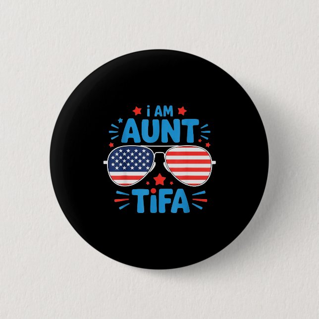 Womens I Am Aunt Tifa Tee  6 Cm Round Badge (Front)