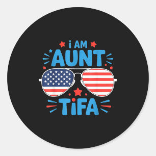 Womens I Am Aunt Tifa Tee Classic Round Sticker