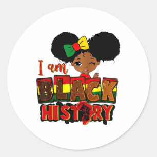 Womens I Am Black History Month Woman Black Girl Classic Round Sticker