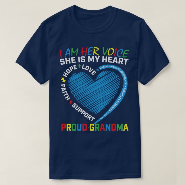 Womens I Am Her Voice Autism Awareness Granddaught T-Shirt (Design Front)