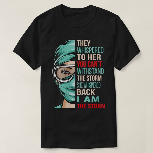 Womens I AM THE STORM Nursing RN Nurse Gift VNeck  T-Shirt (Design Front)