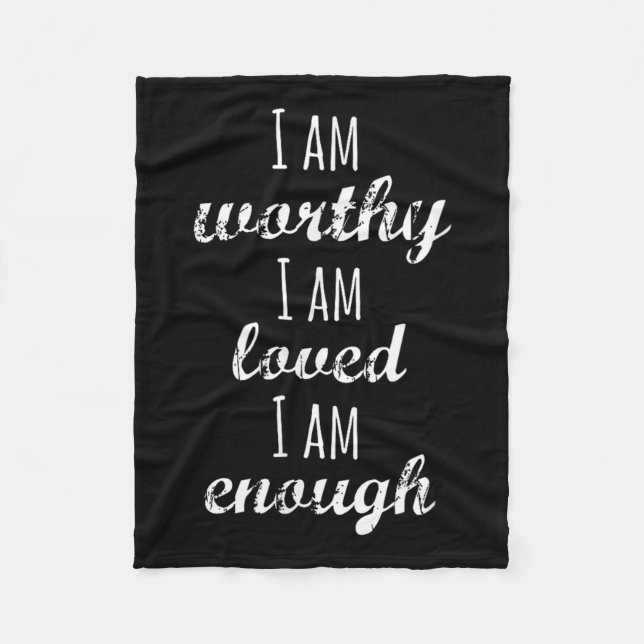 Women's I Am Worthy Motivational Christian  Fleece Blanket (Front)
