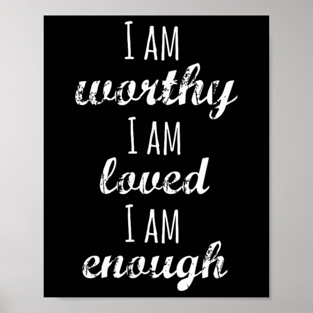 Women's I Am Worthy Motivational Christian  Poster (Front)