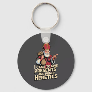 Womens I Came To Give And Punch Heretics V-neck  Key Ring