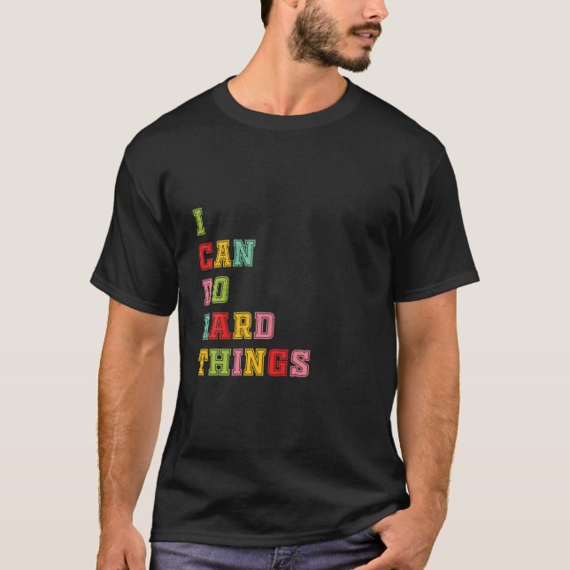Womens I Can Do Hard Things Tee Workout Summer Cas (Front)