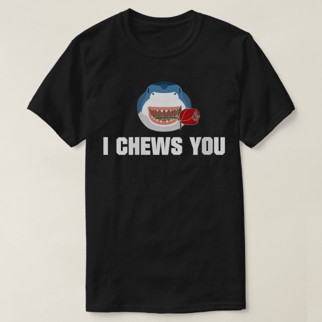 Womens I Chews You Shark Adorable Gift VNeck  T-Shirt (Design Front)