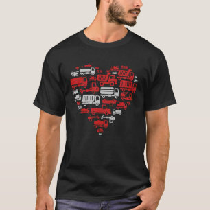 Womens I Heart Love Garbage Trucks Kids Valentines T-Shirt