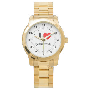 Women's I Heart Oversized Gold Bracelet Watch