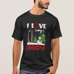 Womens I Love Being A Grandma Snowman Funny Christ T-Shirt