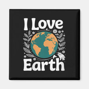 Womens I Love Earth Nature Conservation Planet Awa Magnet