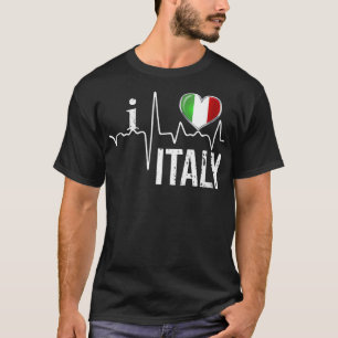 Womens I Love Italy Heartbeat Flag for Italian Pri T-Shirt