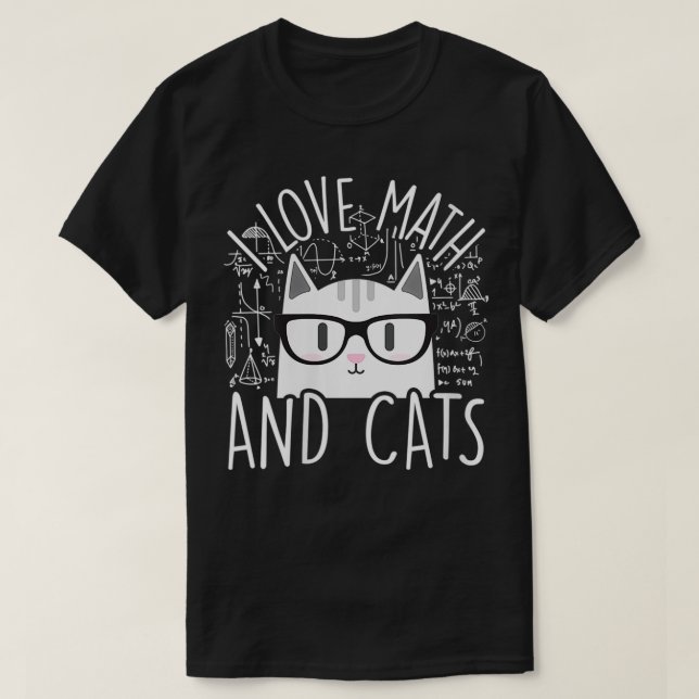 Womens I Love Math And Cats Cool Kitty Feline Cat  T-Shirt (Design Front)