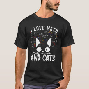 Women's I Love Math And Cats Cute Kitty Cat Feline T-Shirt