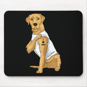 Womens I Love Mum Tattoo Funny Labrador Dog Mother Mouse Pad