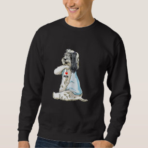 Womens I Love Mum Tattoo Tibetan Terrier Mum Dog Sweatshirt