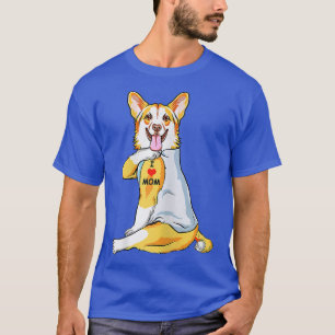 Womens I Love Mum Tattoo Welsh Corgi Mum Dog Lover T-Shirt