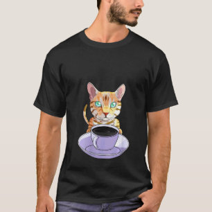 Womens I Love My Coffee And Bengal Cat V Neck T-Shirt