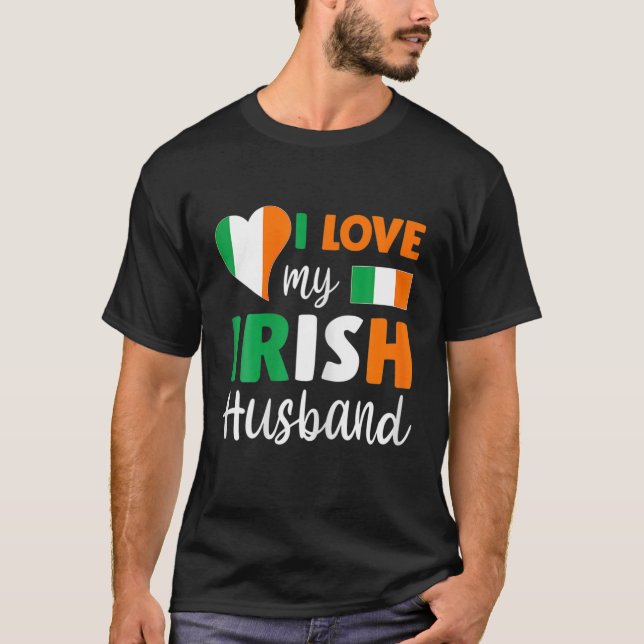 Womens I Love My Irish Husband Irish Flag Valentin T-Shirt (Front)
