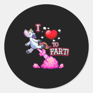 Womens I Love To Fart A Unicorn Love Fart I Heart Classic Round Sticker